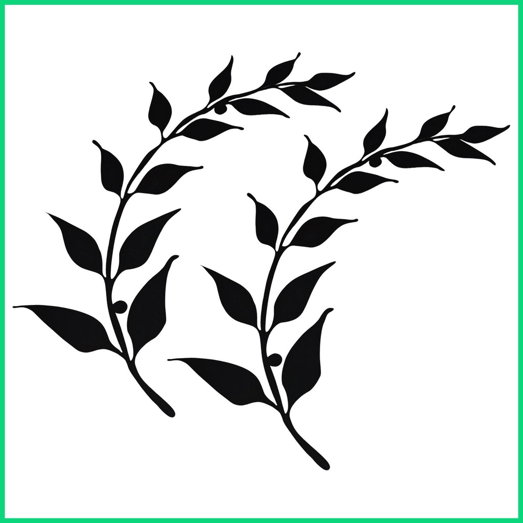 Set 2 Phụ Kiện Treo Tường Trang Trí Hình Lá Cây Màu Đen Bằng Sắt