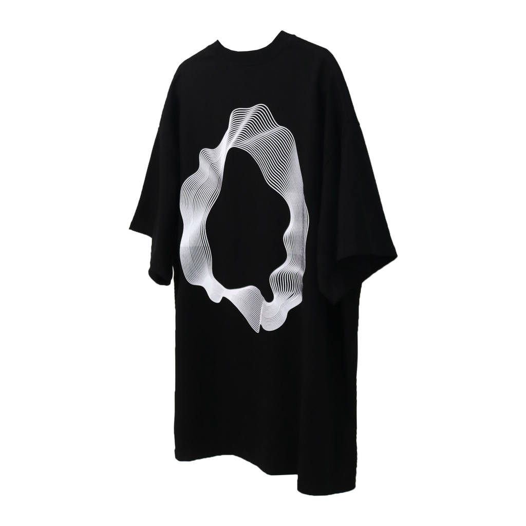 Ông Mr. Mr. Áo Thun Đen Tay Ngắn Dáng Rộng In Họa Tiết Hình Học Đường Phố Mùa Hè