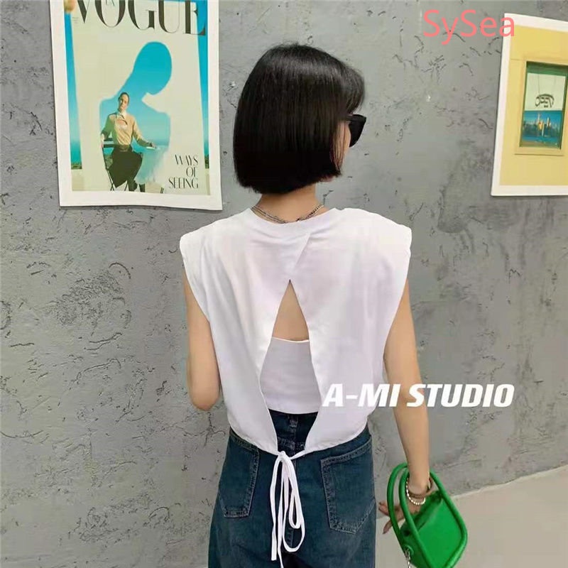 Áo Hai Dây Dáng Rộng Hở Lưng Phong Cách Hàn Quốc Thời Trang Mùa Hè Cho Nữ