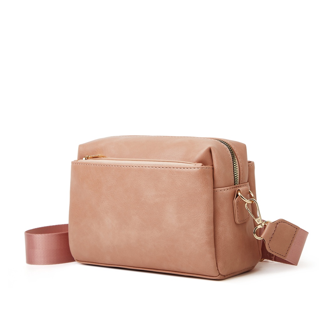 Túi Đeo Chéo Da PU Dáng Vuông Nhỏ Có Khóa Kéo Chống Thấm Nước Thời Trang Cho Nữ