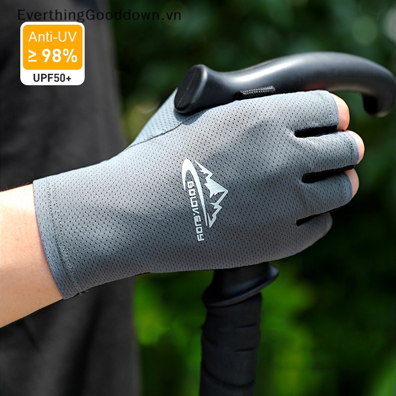 Everthinggooddown Găng Tay Nửa Ngón Bằng Lụa Lạnh Thoáng Khí Chống Trượt Trọng Lượng Nhẹ Dùng Khi Chạy Bộ /