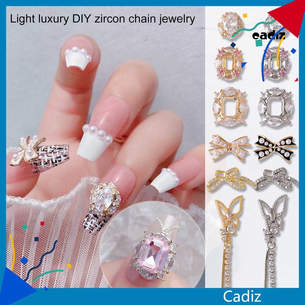 Phụ Kiện Tua Rua Hình Bướm 3D Nhiều Hình Dạng Đính Đá Zircon Sang Trọng Trang Trí Móng Tay