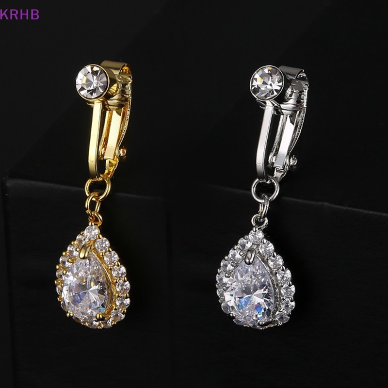 Khuyên Rốn Bằng Đồng Đính Đá Zircon Hình Giọt Nước Không Cần Đục Lỗ Mới