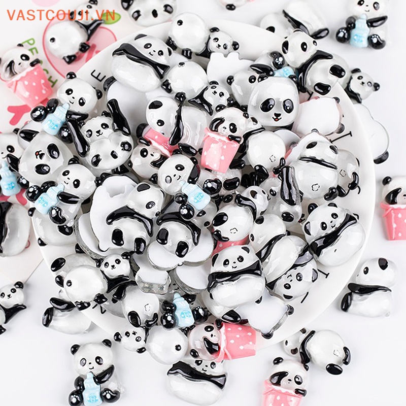 Set 5 Mặt Dây Chuyền Hình Gấu Trúc Bằng Nhựa Resin DIY Thời Trang