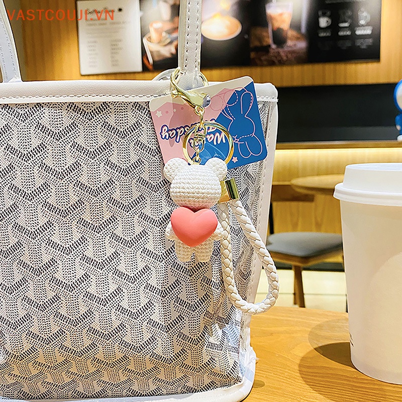 Móc Khóa Resin Hình Trái Tim / Gấu Hoạt Hình Dễ Thương