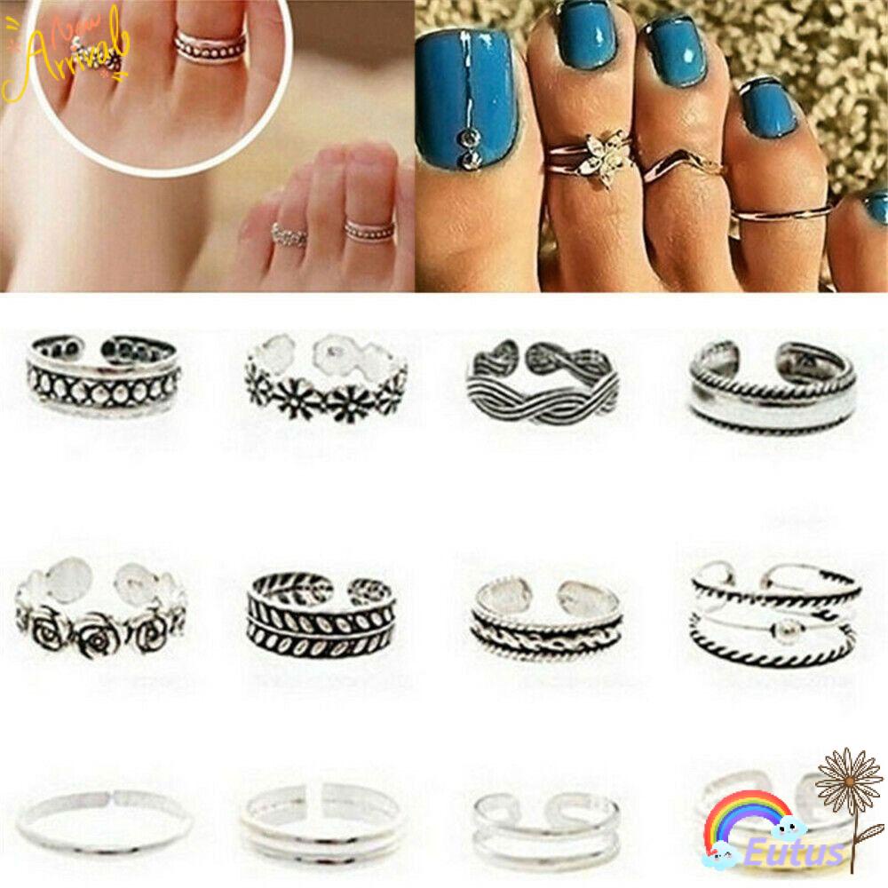 Set 12 Nhẫn Hở Đeo Ngón Chân Chất Liệu Hợp Kim