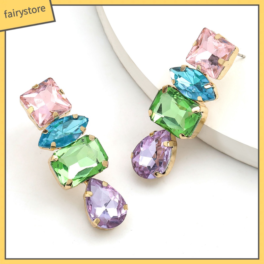 1 Đôi Bông Tai Hình Giọt Nước Đính Đá Lấp Lánh Dành Cho Nữ