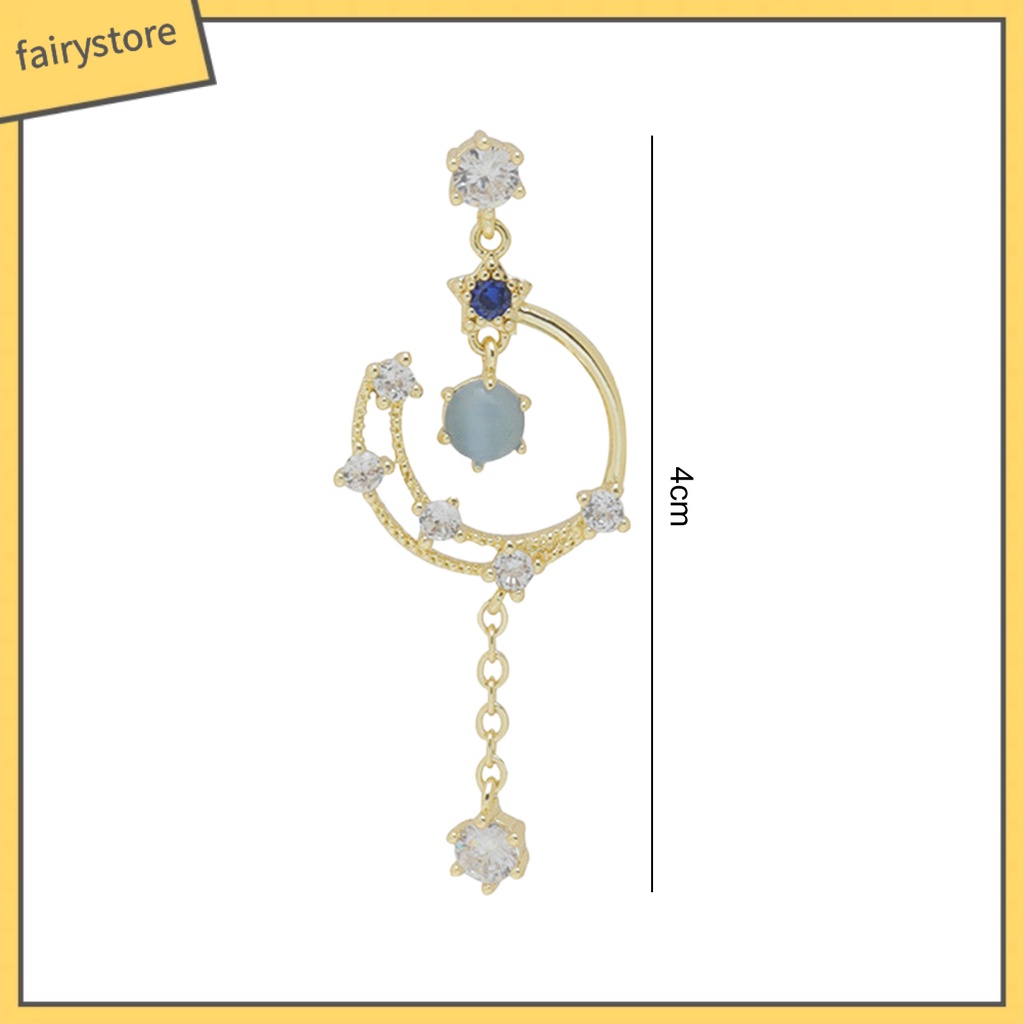 1 Đôi Bông Tai Hợp Kim Dáng Dài Đính Đá Màu Sắc Không Đối Xứng Dành Cho Nữ