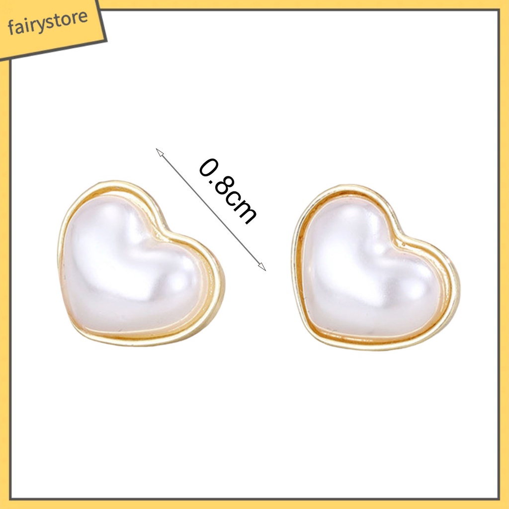 Set 1 / 2 Đôi Bông Tai Kẹp Đính Đá / Ngọc Trai / Vuông / Trái Tim Thời Trang Cho Nữ