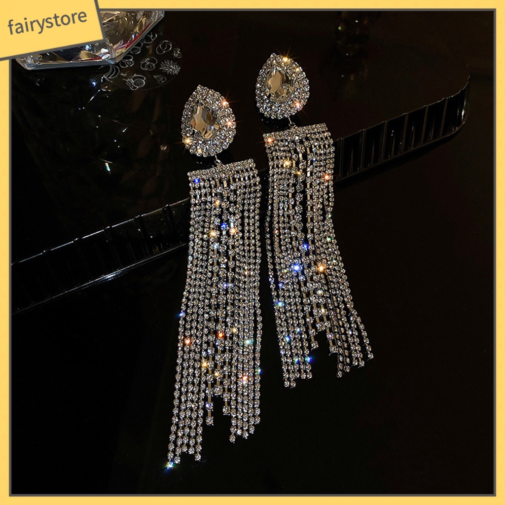 1 Đôi Bông Tai Tua Rua Dáng Dài Ngoại Cỡ Phong Cách Âu Mỹ Thời Trang