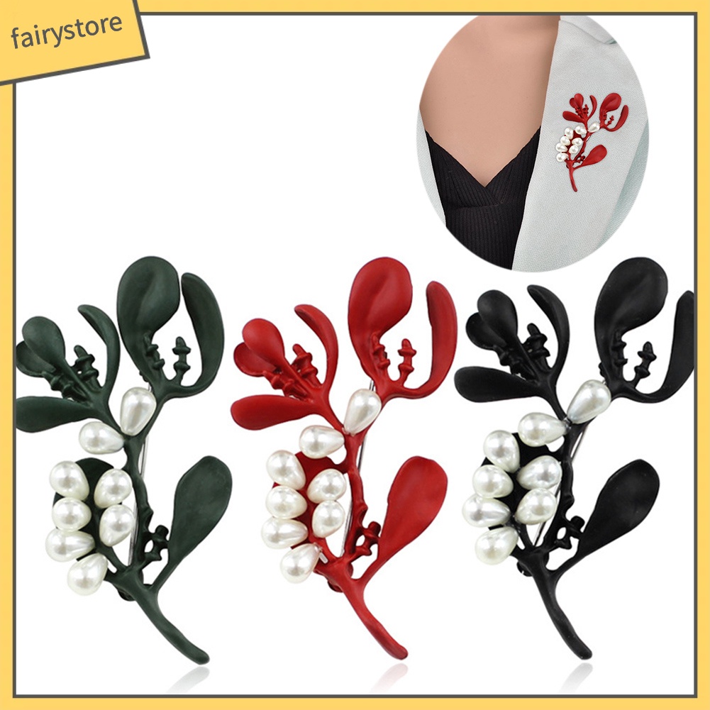 Ghim Cài Áo Hình Lá Đính Ngọc Trai Nhân Tạo Cho Nữ