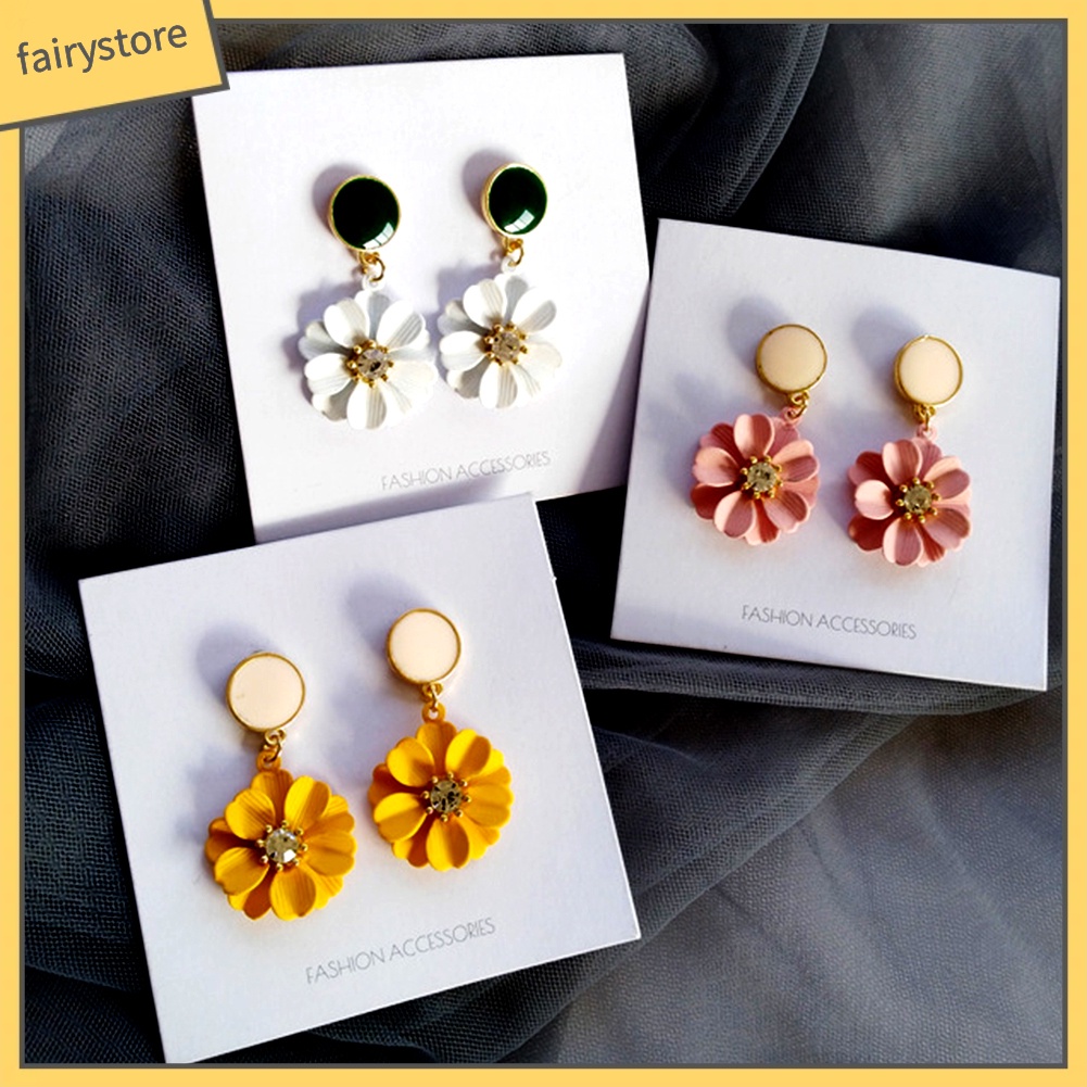 Bông Tai Hình Hoa Đính Đá Thời Trang Dành Cho Nữ