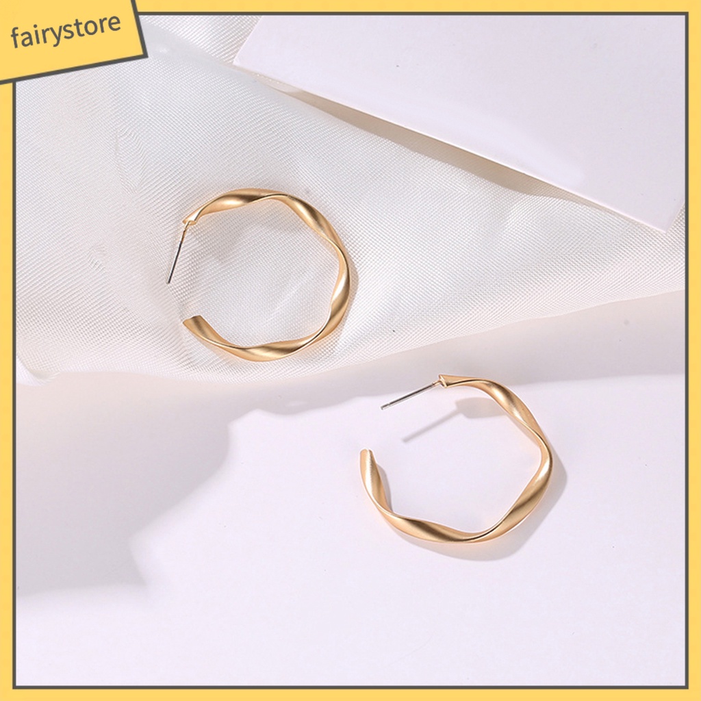 [FRO] Bông Tai Hình Tròn Xoắn Bằng Hợp Kim Mặt Nhám Quyến Rũ Cho Bữa Tiệc