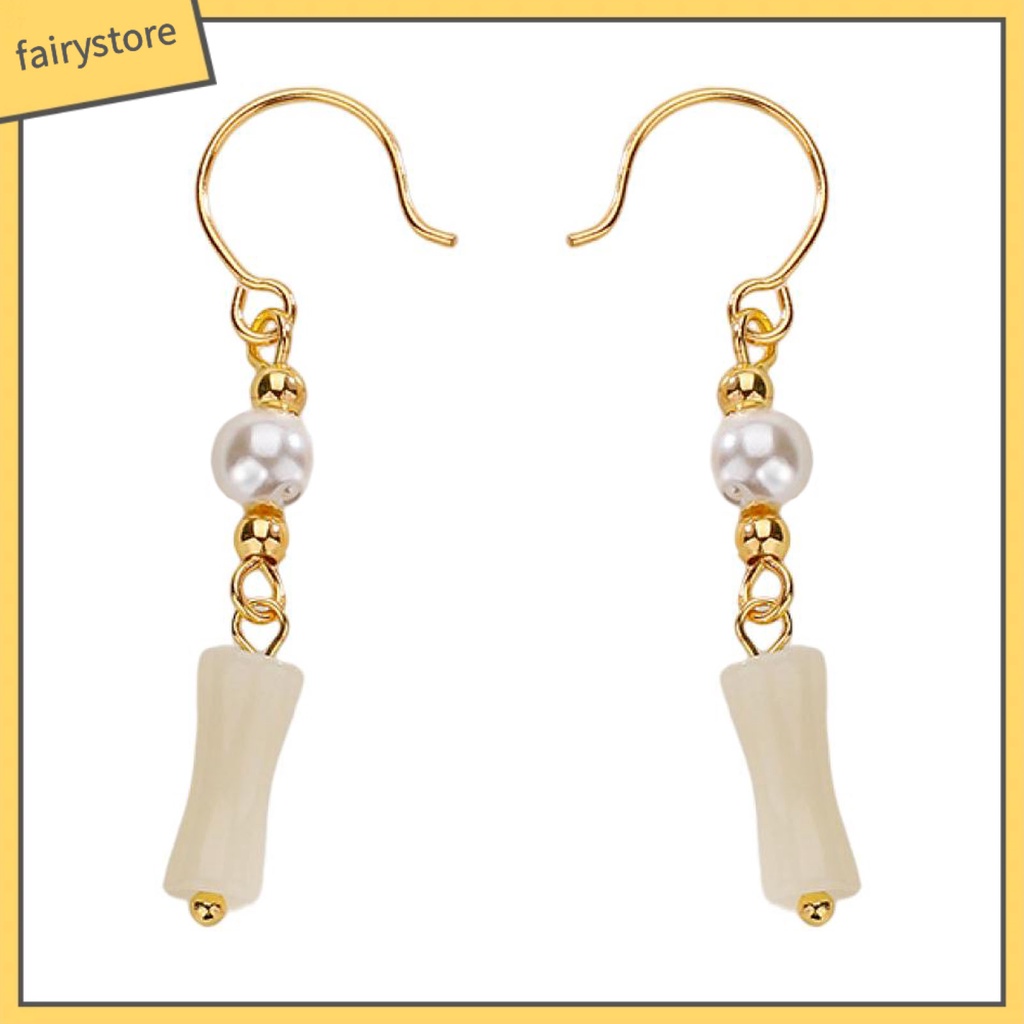 [FRO] 1 Đôi Bông Tai Móc Xỏ Hạt Ngọc Trai Giả Phong Cách Trung Quốc