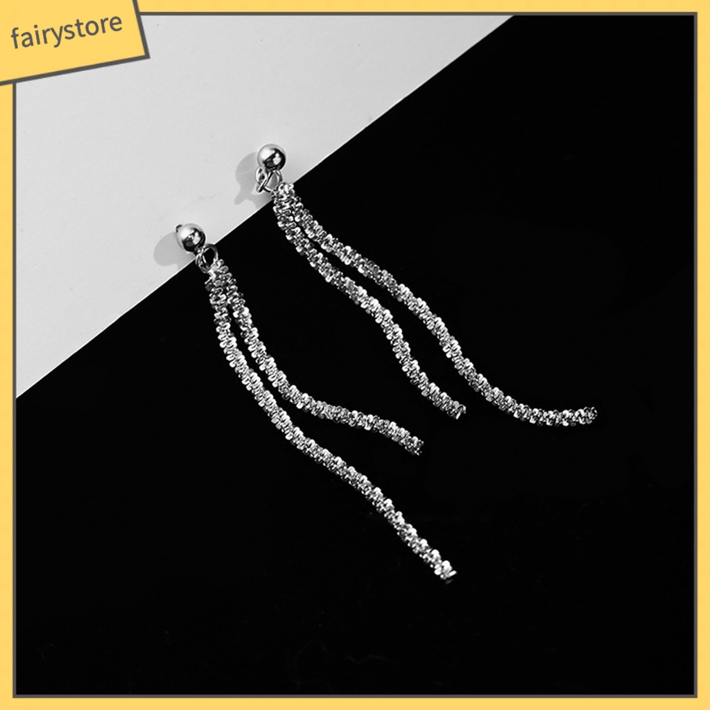 1 Đôi Bông Tai Tua Rua Hình Giọt Nước Đính Đá Thời Trang Dành Cho Nữ