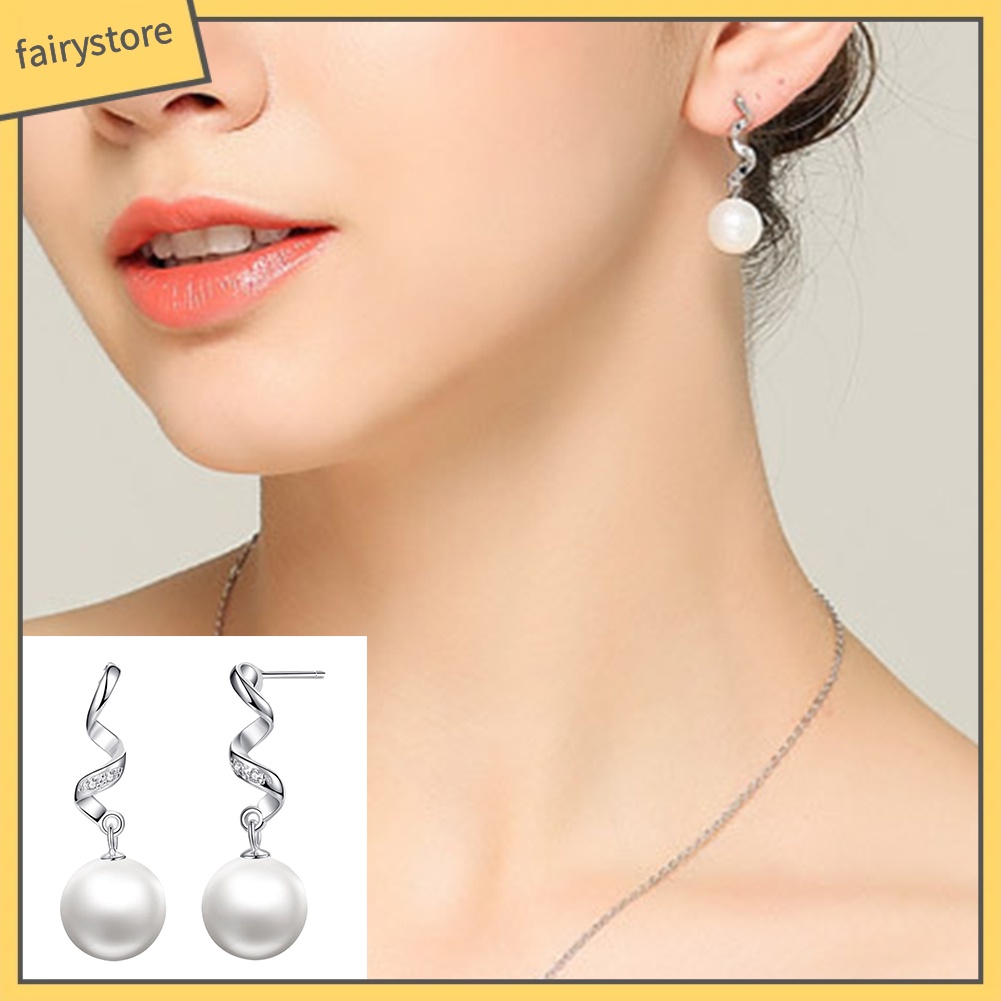 Khuyên Tai Dáng Dài Đính Đá Và Ngọc Trai Nhân Tạo Thời Trang