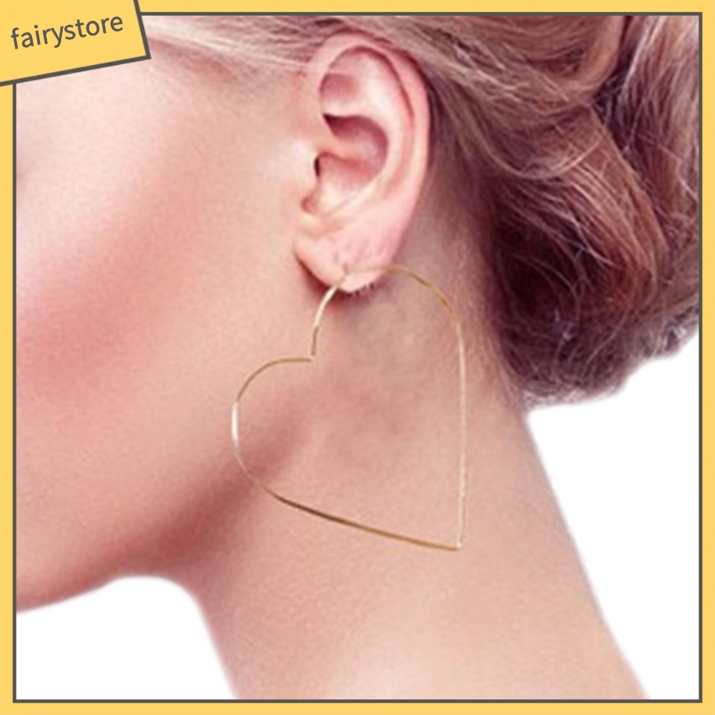 Bông Tai Dạng Vòng Hình Ngôi Sao / Trái Tim Lớn Thời Trang Cho Nữ