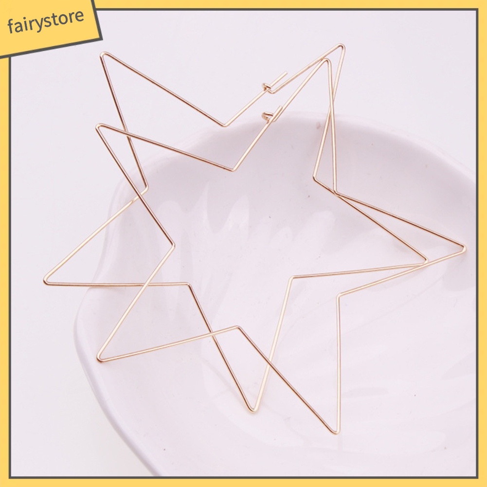 Bông Tai Dạng Vòng Hình Ngôi Sao / Trái Tim Lớn Thời Trang Cho Nữ