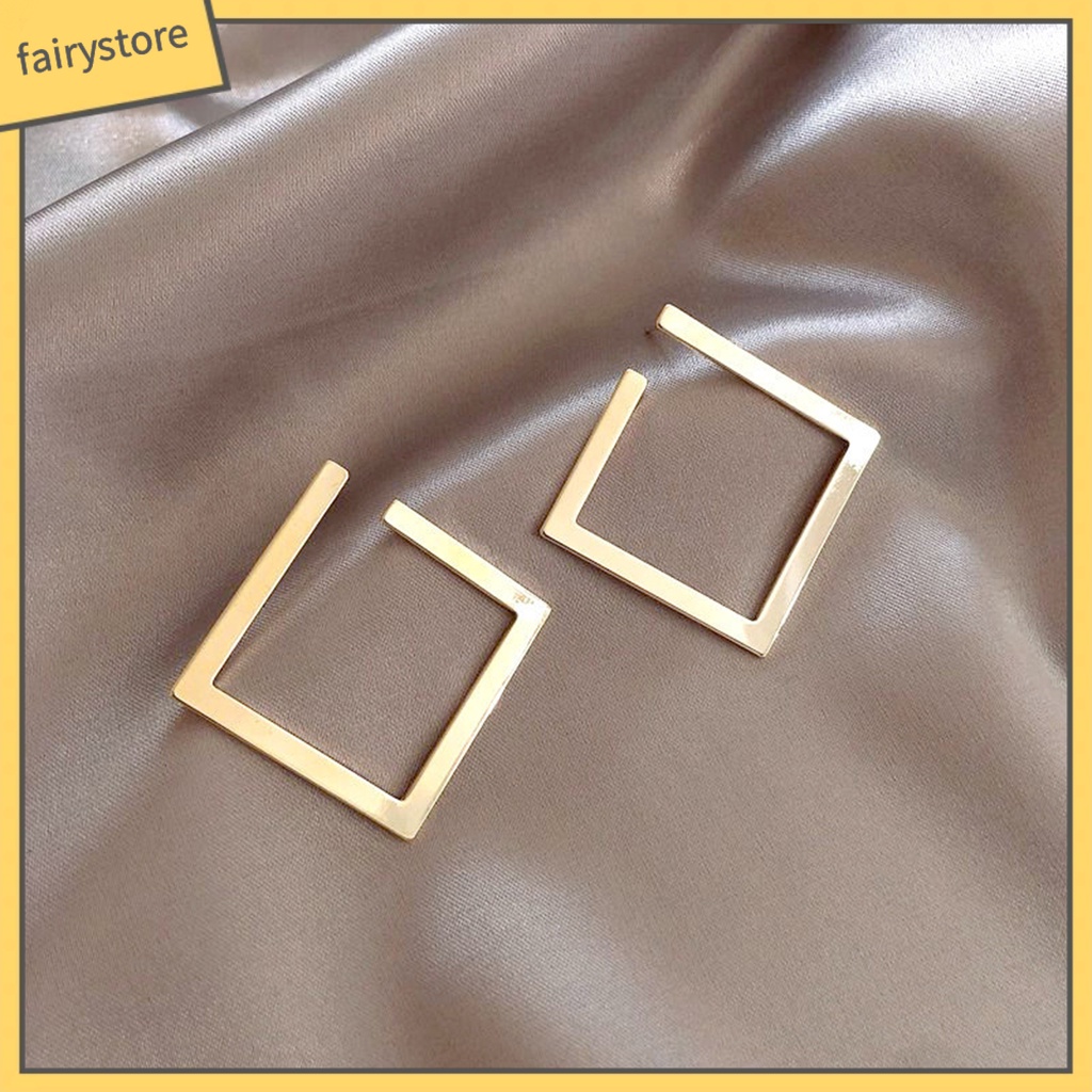 1 Đôi Bông Tai Hình Vuông Cỡ Lớn Thiết Kế Tối Giản Thời Trang Cho Nữ