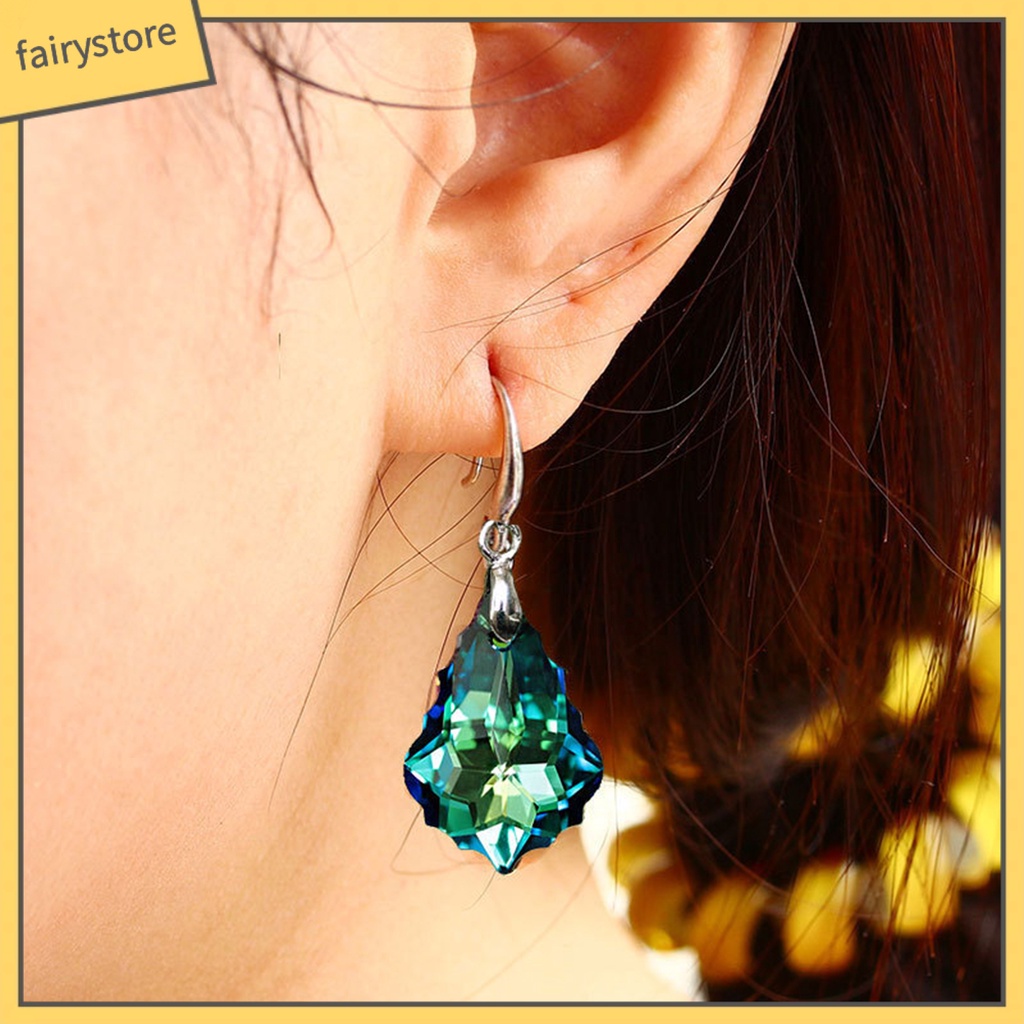 1 Đôi Bông Tai Móc Đính Pha Lê Giả Thoải Mái Chống Mòn Thời Trang Dự Tiệc Cho Nữ