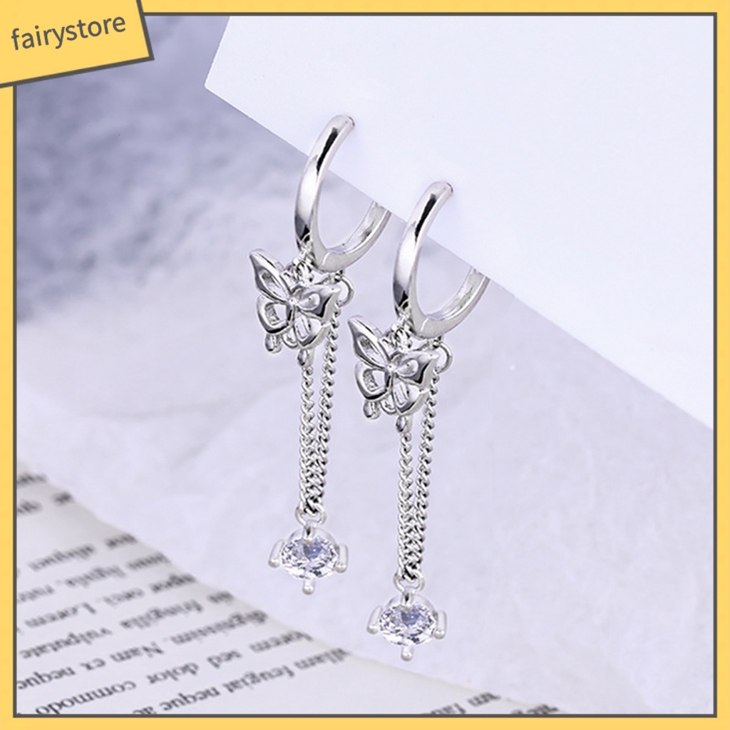 1 Bông Tai Hình Bướm Đính Đá Zircon Phong Cách Hàn Quốc Dành Cho Nữ