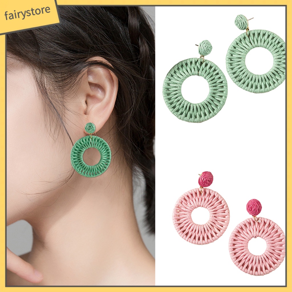 1 Đôi Bông Tai Tròn Màu Sắc Tươi Sáng Dành Cho Nữ