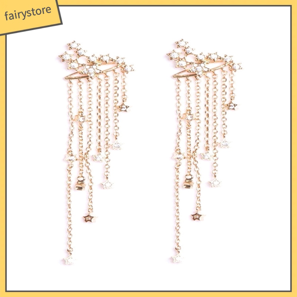 Khuyên Tai Tua Rua Hình Ngôi Sao Đính Đá Thời Trang Cho Nữ