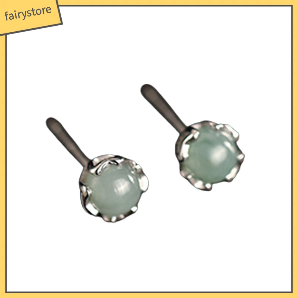 1 Đôi Bông Tai Ngọc Bích Giả Thời Trang Cho Nữ