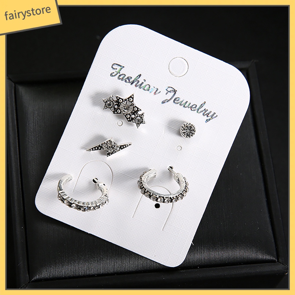 Set 5 Đôi Bông Tai Ngôi Sao Đính Đá Thời Trang Cho Nữ