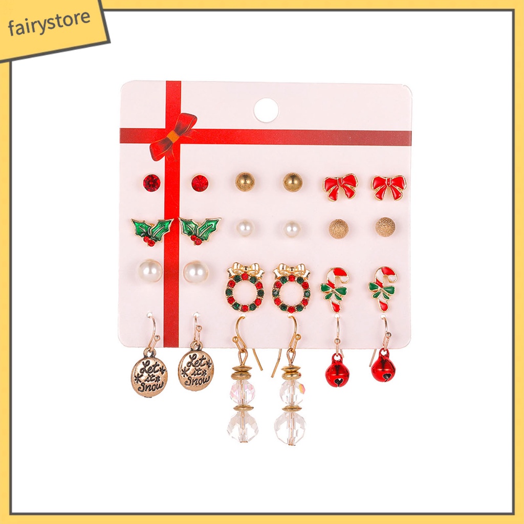 [FRO] 12 Đôi Bông Tai Hình Chuông Giáng Sinh Nhiều Màu Sắc Tinh Tế Cho Năm Mới