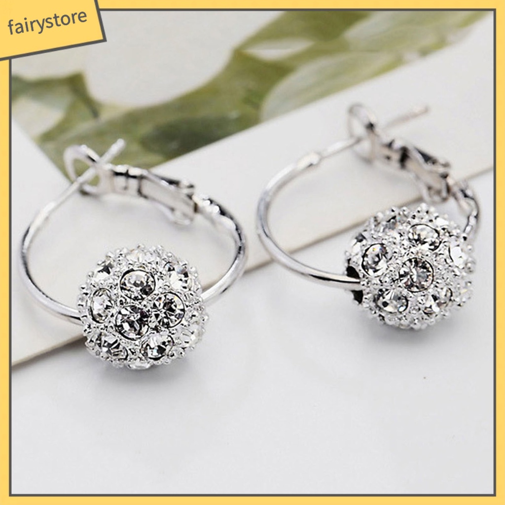 1 Đôi Bông Tai Tròn Đính Đá Lấp Lánh Nhiều Màu Dùng Hàng Ngày