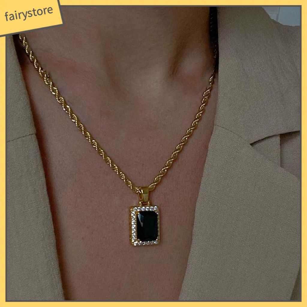 [FRO] Vòng cổ Mặt Khung Hình Giọt Nước Lấp Lánh Phong Cách Cổ Điển