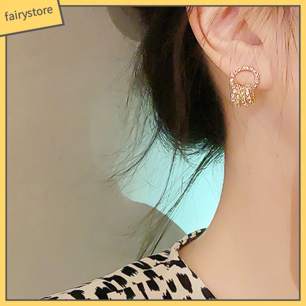 1 Đôi Bông Tai Tròn Đính Đá Lấp Lánh Dành Cho Nữ