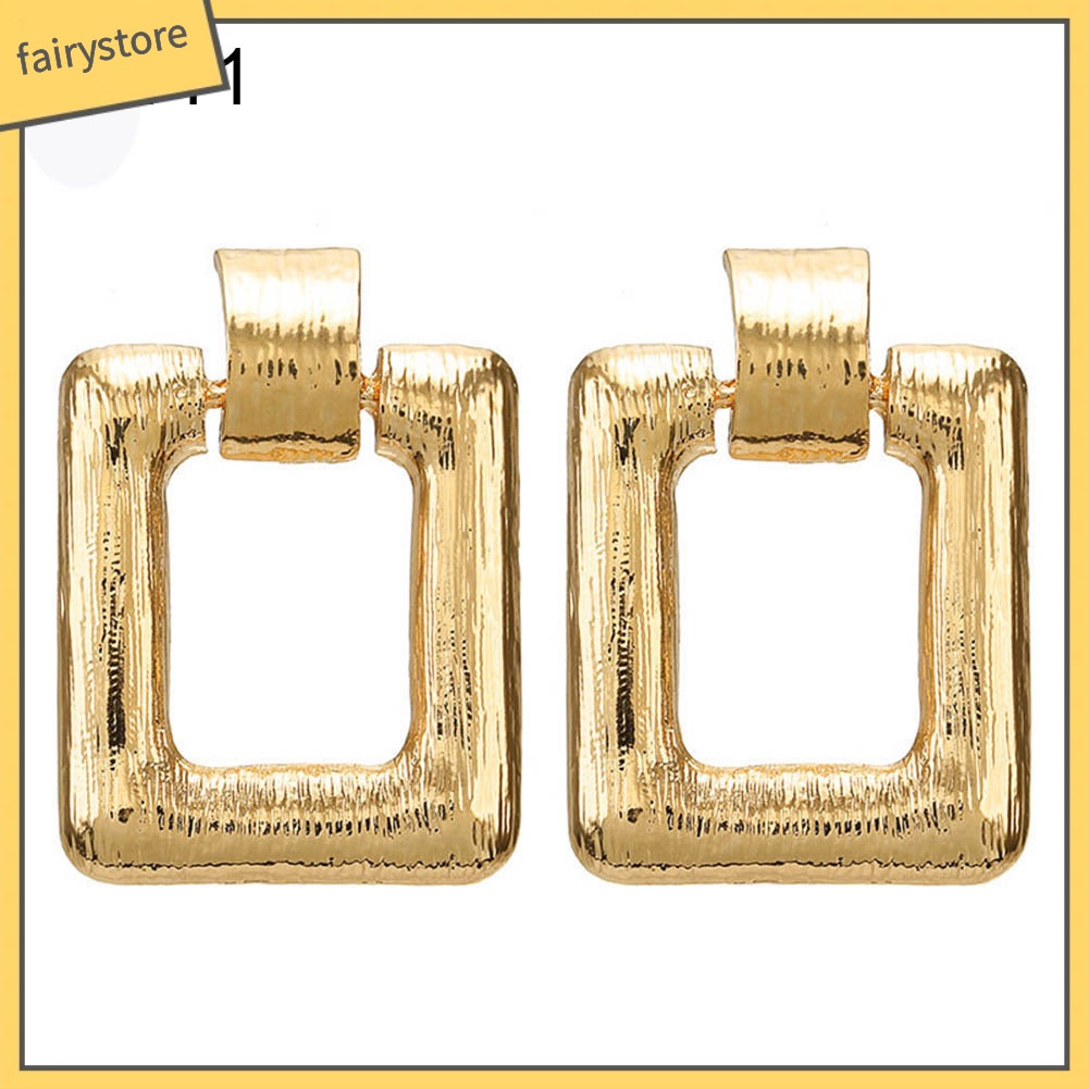 Bông Tai Dáng Dài Hình Tròn / Vuông Thời Trang Cho Nữ