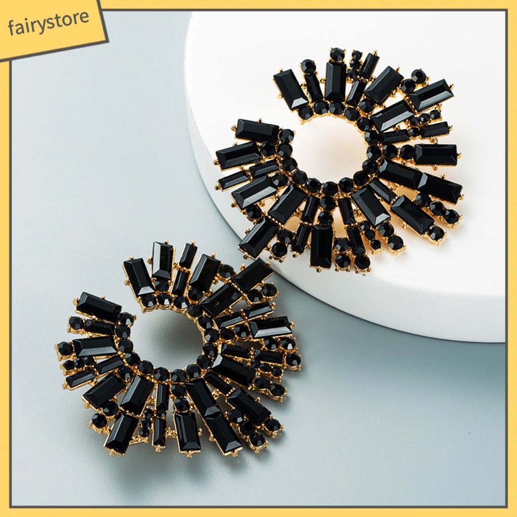 1 Đôi Bông Tai Hình Hoa Hướng Dương Đính Đá Nhiều Màu Phong Cách Bohemian