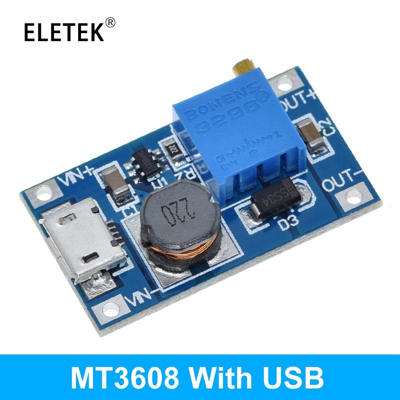 Mô Đun Tăng Áp MT3608 DC-DC 2A DC Từ 2V-24V Lên 5V 9V 12V 28V