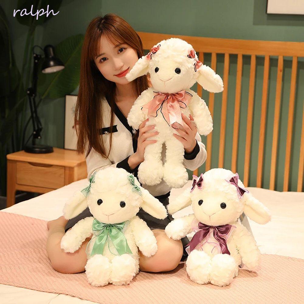 Thú Nhồi Bông Hình Cừu Thắt Nơ Mềm Mại Trang Trí Nhà Cửa