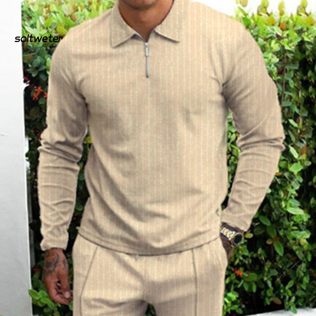 Set Áo Nỉ Dài Tay Cổ Bẻ + Quần Dài Màu Sắc Trơn Thấm Hút Mồ Hôi Thời Trang Mùa Thu