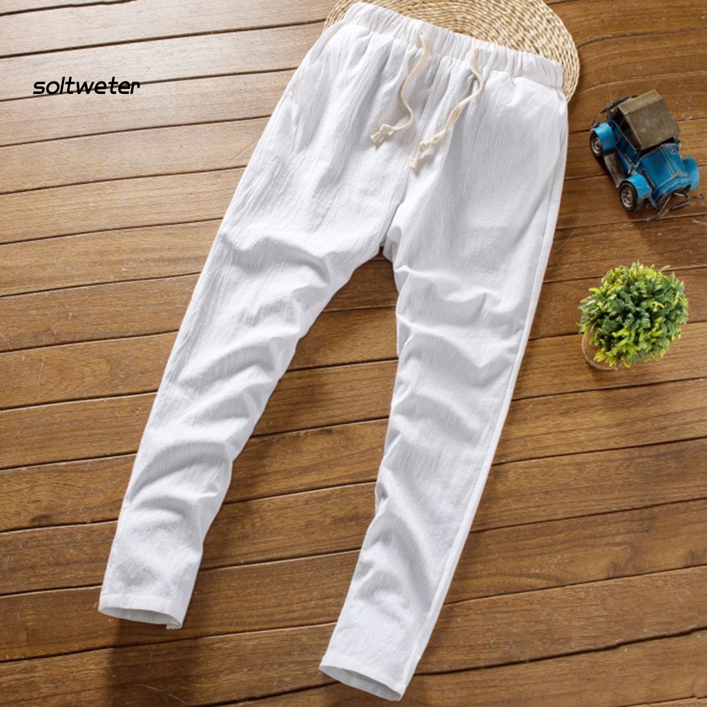 Set Đồ Mùa Hè 2 Món Gồm Áo Tay Cộc Cổ Chữ V Màu Trơn + Quần Dài Phong Cách Trung Hoa Cho Nam