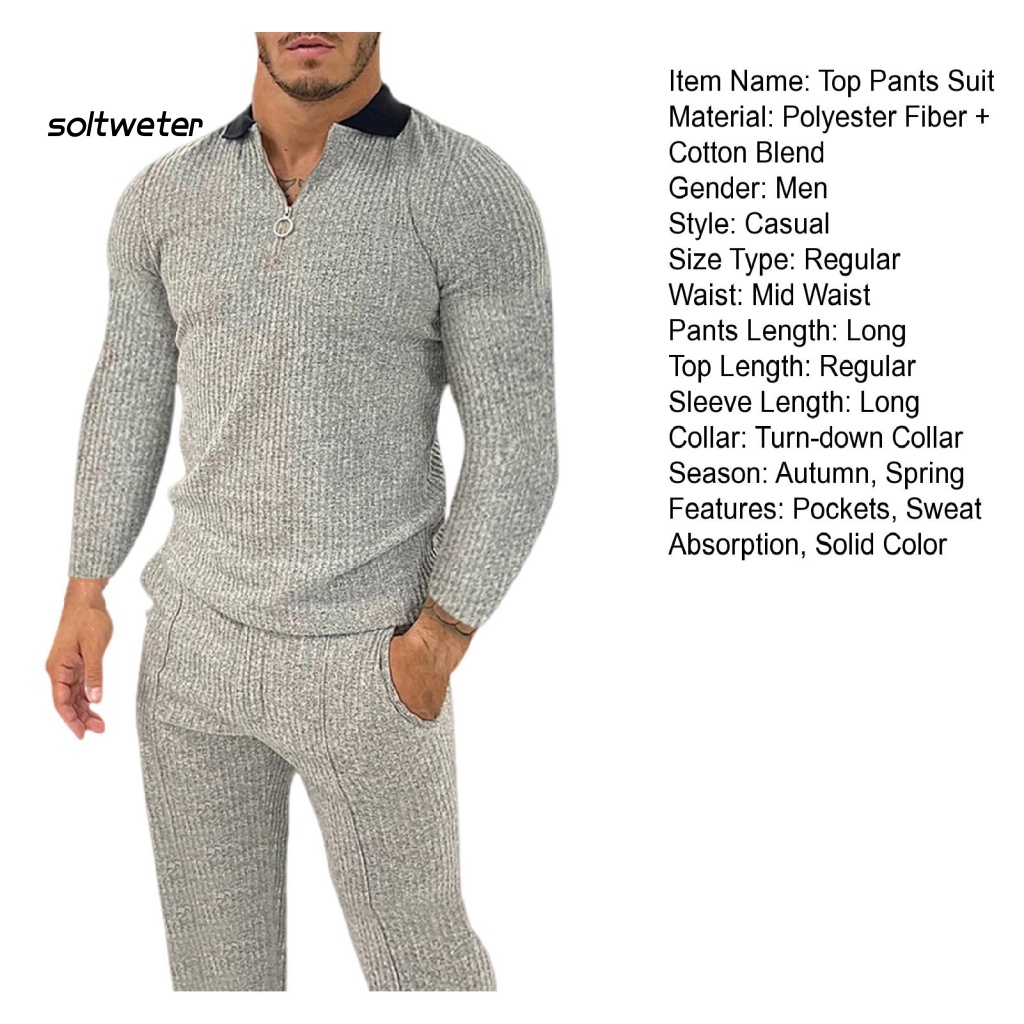 Bộ 2 Món Áo Cổ Bẻ + Quần Dài Lưng Thun Màu Sắc Thời Trang Mùa Thu Cho Nam