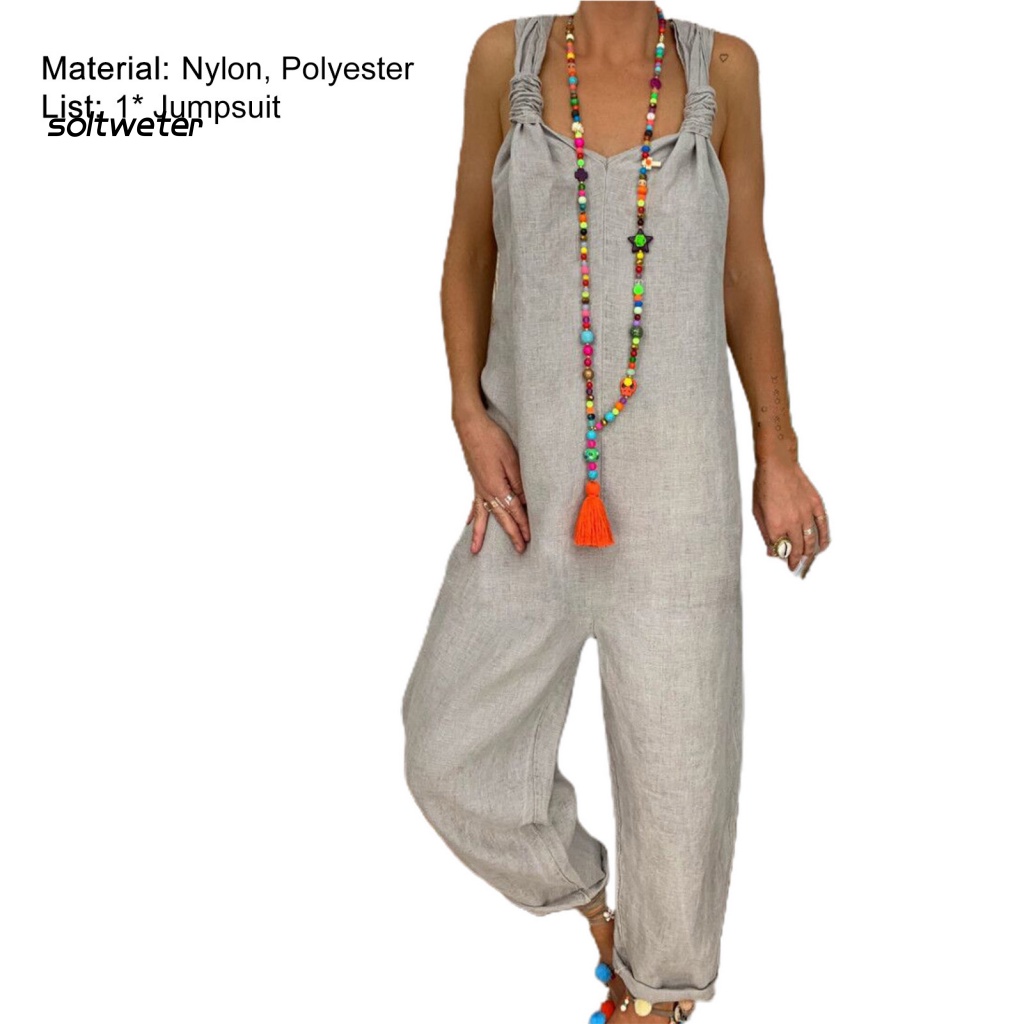 Áo liền quần Hai Dây Thắt Nút Màu Sắc Trơn Thời Trang Đường Phố Cho Nữ