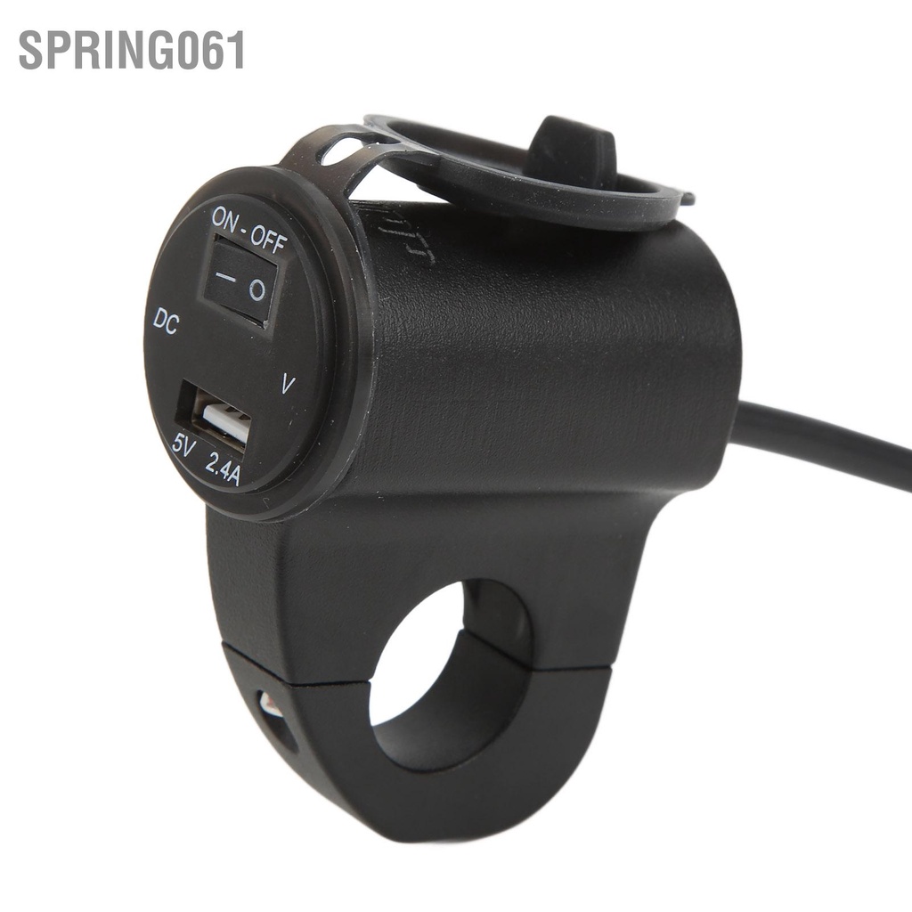 Spring061 Sạc USB Xe Máy Công Tắc Độc Lập 12V Nhanh Màn Hình Hiển Thị Kỹ Thuật Số Điện Áp Chống Nước 2.4A Cho Tính Bảng GPS