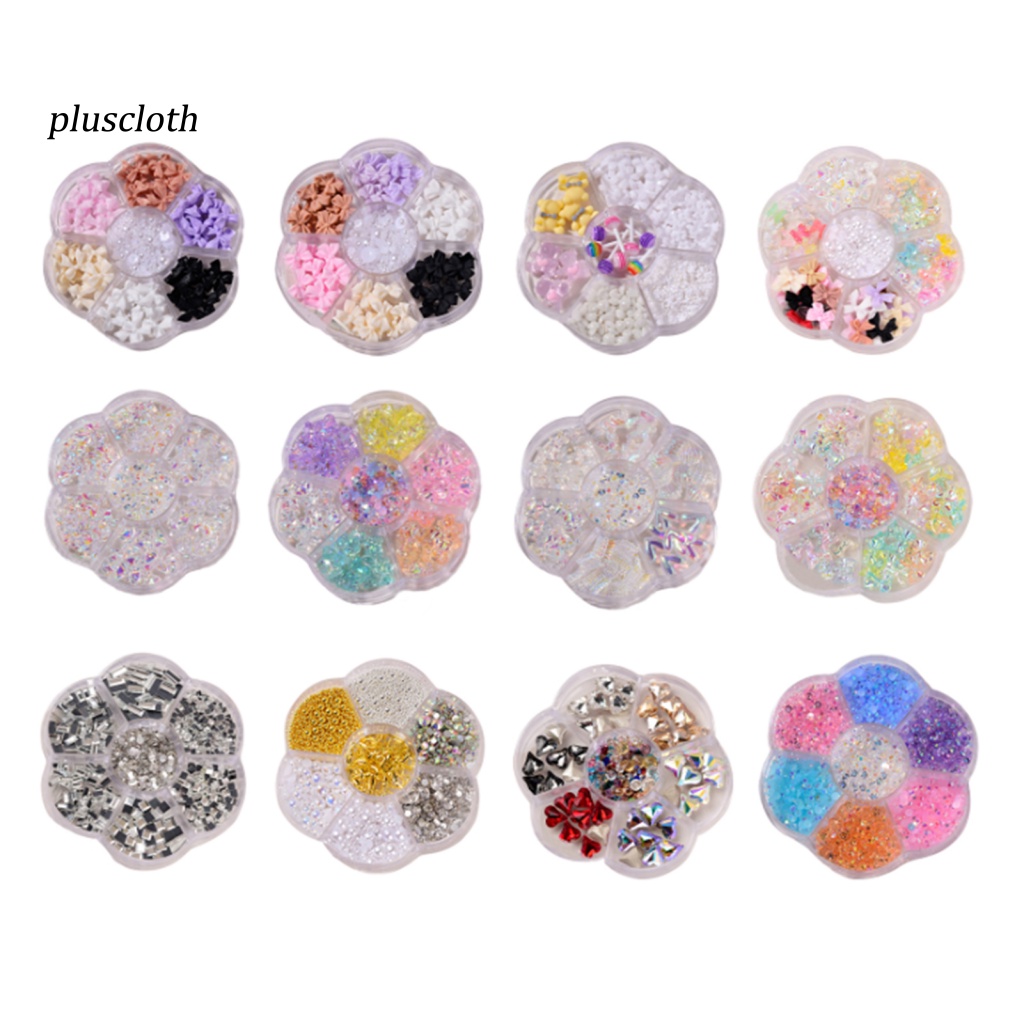 1 Hộp Hạt Đá Giả Hình Nơ / Gấu Trang Trí Móng Tay