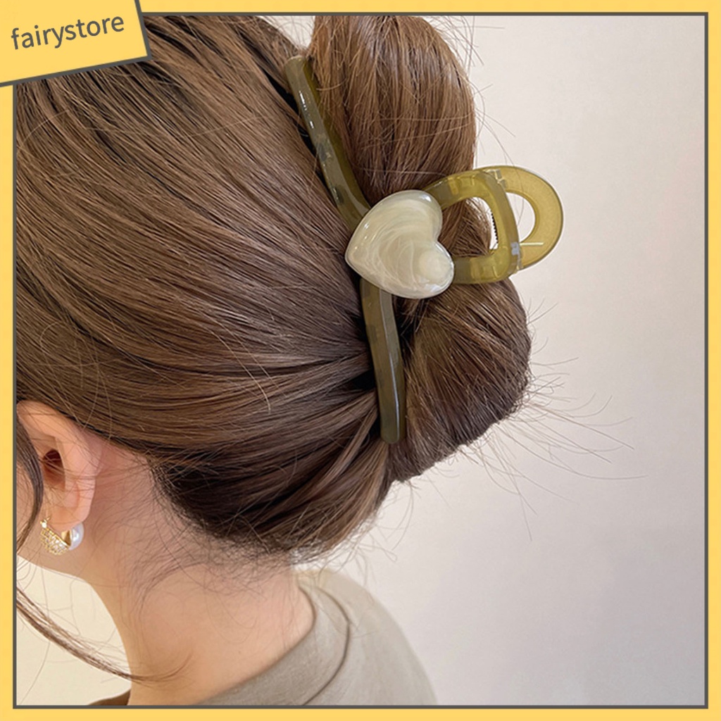 Kẹp Tóc Càng Cua Chống Trượt Hình Trái Tim Kích Thước Lớn Ổn Định Cho Nữ