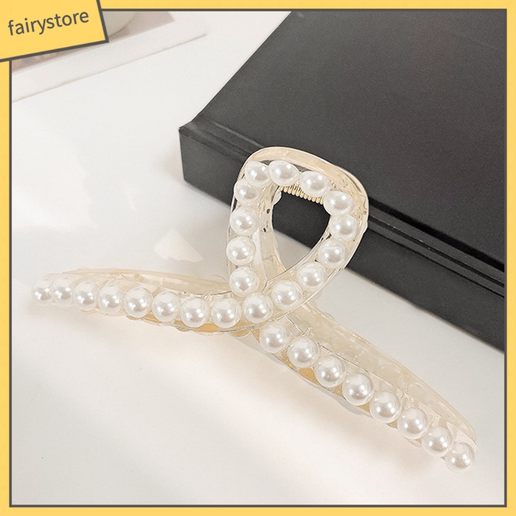 Kẹp Tóc Càng Cua Đính Ngọc Trai Giả Kích Thước Lớn Cho Nữ