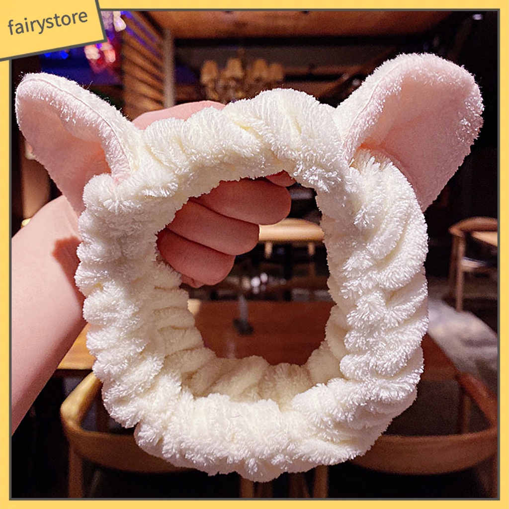 Băng Đô Nhung Mềm Co Giãn Cao Hình Tai Thỏ Dễ Thương Cho Nữ