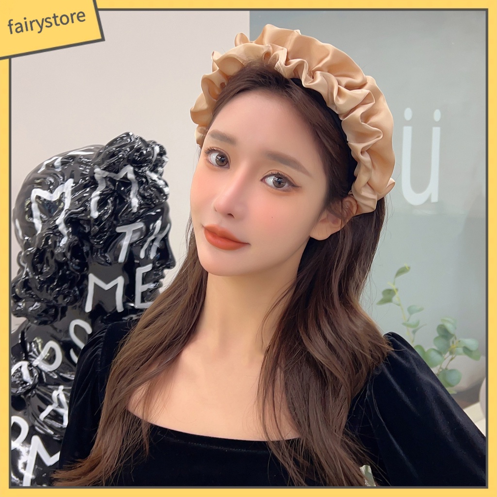 Băng Đô Cài Tóc Vải Satin Co Giãn Chống Trượt Phong Cách Hàn Quốc