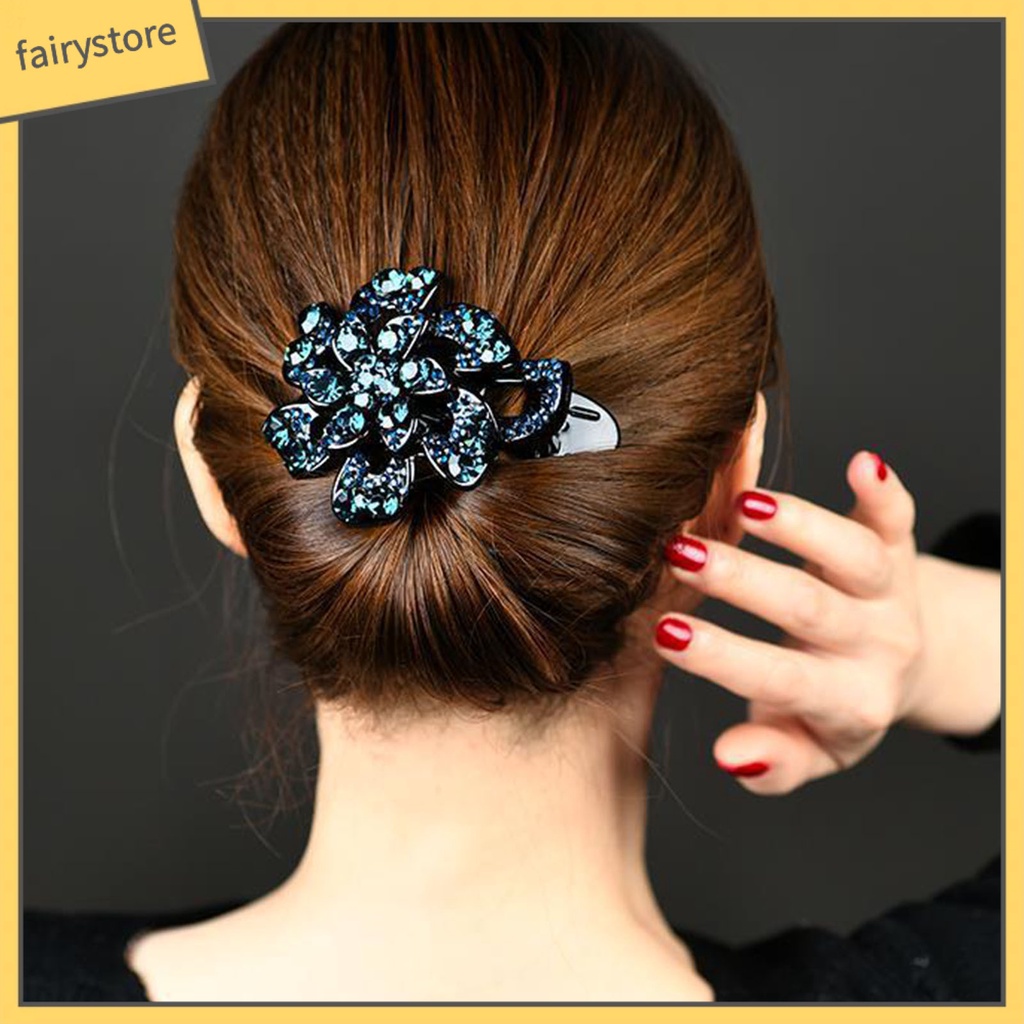 Kẹp Tóc Hình Hoa Đính Đá Bằng Acrylic Chống Trượt Dành Cho Nữ