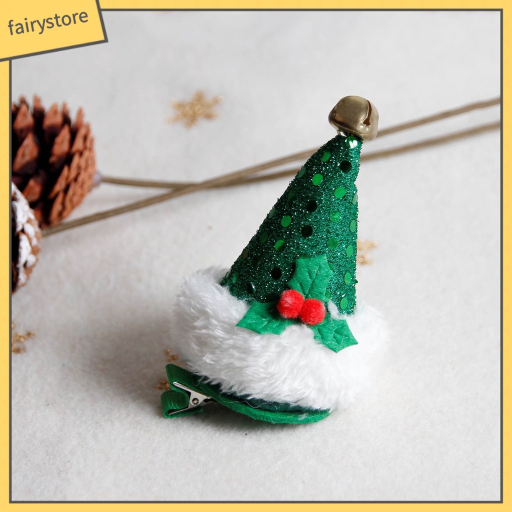 Kẹp Tóc Hình Nón Giáng Sinh Màu Đỏ / Xanh Lá / Trắng Chống Rơi Thoải Mái Thích Hợp Làm Quà Tặng