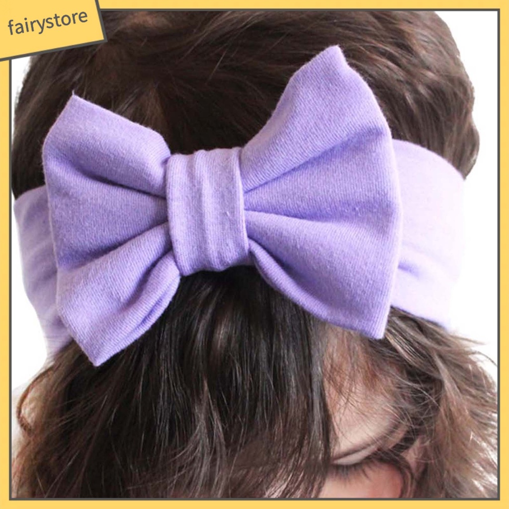 Băng Đô Nơ Màu Trơn Co Giãn Tốt Dễ Thương Dành Cho Bé Gái